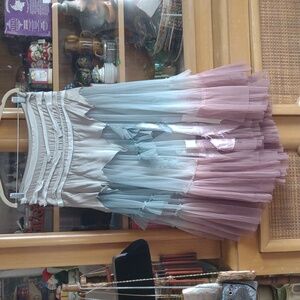 EUC SWEET by MISS ME pixie lace layered full ombre lined side zip skirt MD